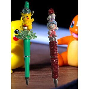 Pikachu & Mario Decorative Pens – Glitter Topper Set – Pokémon & Super Mario Col